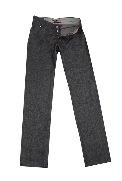 $910 Cesare Attolini Dark Gray Solid Pants - Slim - (CA926266) - Parent