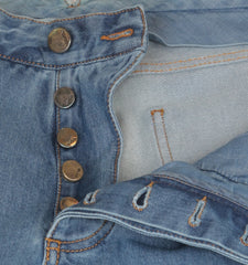 $904 Cesare Attolini Denim Blue Solid Jeans - Slim - (CA926262) - Parent