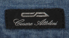 $904 Cesare Attolini Denim Blue Solid Jeans - Slim - (CA926262) - Parent