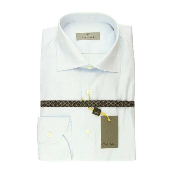 Canali Light Blue Striped Shirt - Slim - (758GA00110400) - Parent