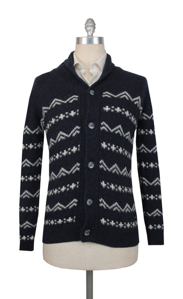 $1100 Fedeli Dark Blue Wool Blend  Cardigan - (FD918241) - Parent