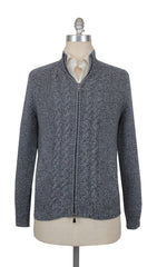 $1150 Fedeli Blue Wool Blend Crewneck Jacket - M/50 - (FD918243)