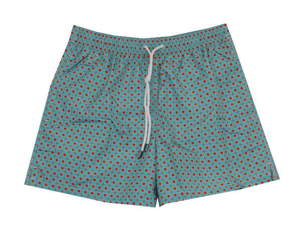 $240 Fedeli Blue Floral Swim Shorts - (FD521255) - Parent