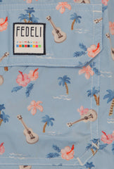 $240 Fedeli Light Blue Floral Swim Shorts - (FD528259) - Parent