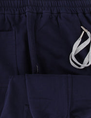 $690 Fedeli Navy Blue Solid Cotton Cargo Pocket Sweatpants - (FD44264) - Parent