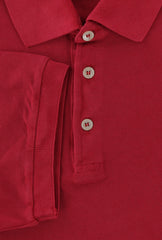 $375 Fedeli Red Solid Cotton Polo - (FD9162510) - Parent