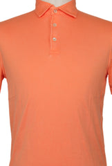 $375 Fedeli Orange Solid Cotton Polo - (FD916259) - Parent
