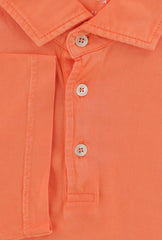 $375 Fedeli Orange Solid Cotton Polo - (FD916259) - Parent