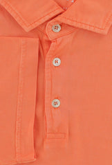 $375 Fedeli Orange Solid Cotton Polo - (FD916259) - Parent