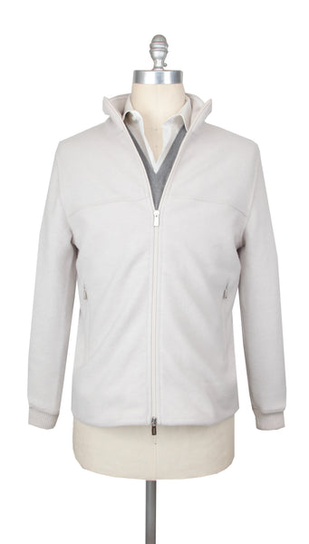$2400 Fedeli Cream Cashmere Solid Jacket - (FD1016252) - Parent