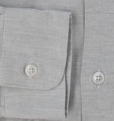 $575 Fedeli Light Gray Solid Cashmere Blend Shirt - Slim - (FD222253) - Parent