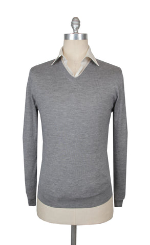 Fedeli Gray V-Neck Sweater