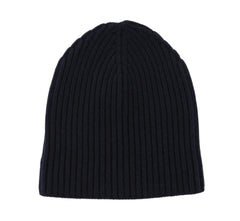 $350 Fedeli Navy Blue Solid Cashmere Beanie - One Size - (FD93256)