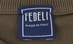 $400 Fedeli Olive Green Cotton Crewneck Sweater - (FD521261) - Parent