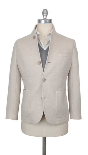 $3750 Fedeli Beige Cashmere Solid Jacket - (FD1016251) - Parent