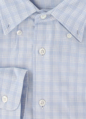 $575 Fedeli Light Blue Plaid Flannel Shirt - Slim - (FD55261) - Parent