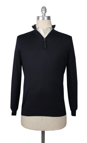Fiori Di Lusso Midnight Navy Blue 1/4 Zip Sweater