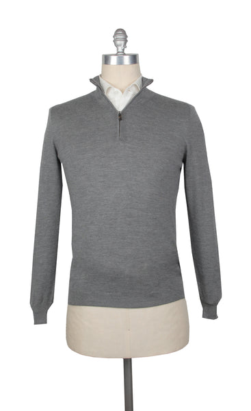 Fiori Di Lusso Gray Cashmere Blend 1/4 Zip Sweater - (FL613234) - Parent