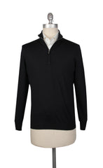 Fiori Di Lusso Black Cashmere Blend 1/4 Zip Sweater - (FL613232) - Parent