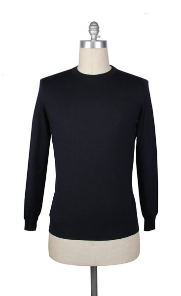 $1200 Fiori Di Lusso Midnight Navy Blue Crewneck Sweater - (FL672310) - Parent