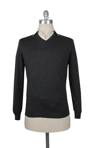 Fiori Di Lusso Charcoal Gray V-Neck Sweater