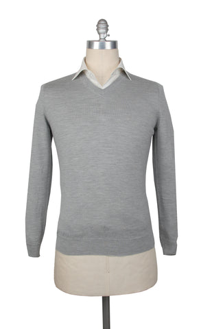 Fiori Di Lusso Light Gray V-Neck Sweater