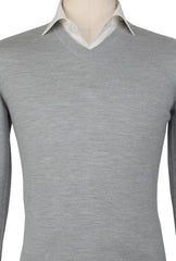 Fiori Di Lusso Light Gray V-Neck Sweater - (FL67233) - Parent