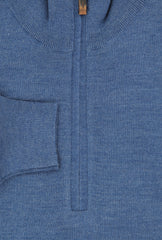 Fiori Di Lusso Blue Wool Blend 1/4 Zip Sweater - (FL824221) - Parent