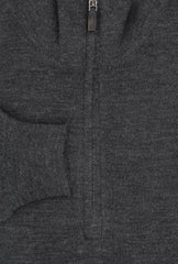 Fiori Di Lusso Dark Gray Wool Blend 1/4 Zip Sweater - (FL824224) - Parent