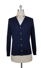 $1325 Fiori Di Lusso Blue Cashmere Blend Cardigan - L/52 - (FL282524)