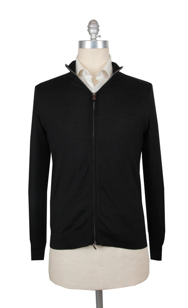 $1325 Fiori Di Lusso Black Cashmere Blend Funnel Jacket - (FL282526) - Parent