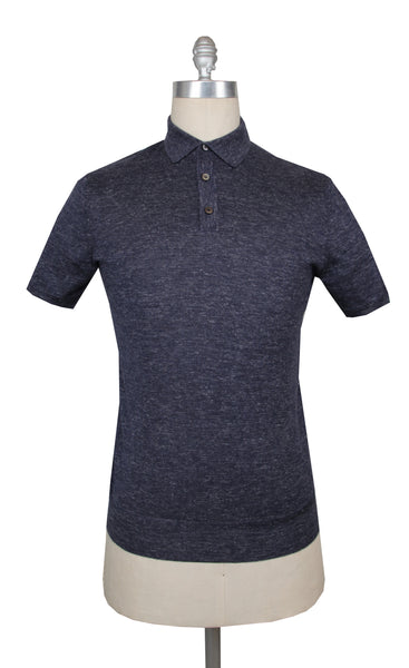 $1125 Fiori Di Lusso Dark Blue Cashmere Blend Polo Sweater - (FL28256) - Parent