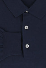 $725 Fiori Di Lusso Dark Blue Cotton Polo Sweater - (FL28259) - Parent