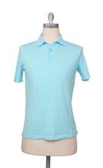 Fiori Di Lusso Turquoise Solid Cotton Polo - Small/48 - (FL69221)