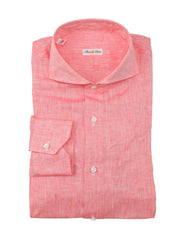 Fiori Di Lusso Red Melange Linen Shirt - Extra Slim - 15.75/40 - (FL812239)