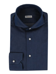 $600 Fiori Di Lusso Blue Chambray Shirt - Extra Slim - 14.5/37 - (FDL322253)