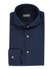 $600 Fiori Di Lusso Blue Cotton Shirt - Extra Slim - 14.5/37 - (FDL322253)