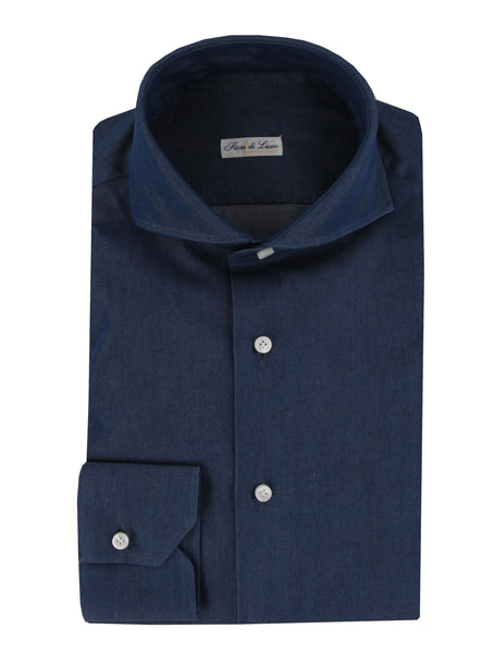 $600 Fiori Di Lusso Blue Chambray Shirt - Extra Slim - (FDL322253) - Parent