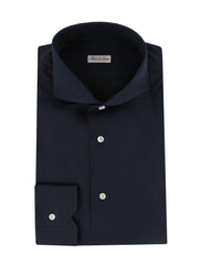$600 Fiori Di Lusso Navy Blue Cotton Shirt - Extra Slim - 14.5/37 - (FDL322251)