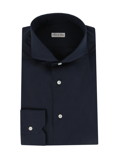 $600 Fiori Di Lusso Navy Blue Cotton Shirt - Extra Slim - (FDL322251) - Parent
