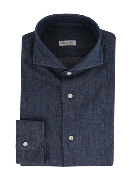 $600 Fiori Di Lusso Dark Blue Cotton Shirt - Extra Slim - (FL715263) - Parent