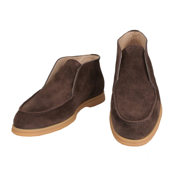 $650 Fiori Di Lusso Dark Brown Suede Ankle Boots - (FL89233) - Parent