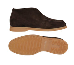 $650 Fiori Di Lusso Dark Brown Suede Ankle Boots - (FL89233) - Parent