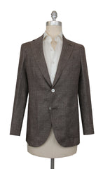 $1100 Fiori Di Lusso Brown Linen Blend Solid Sportcoat - 36/46 - (FL517253)