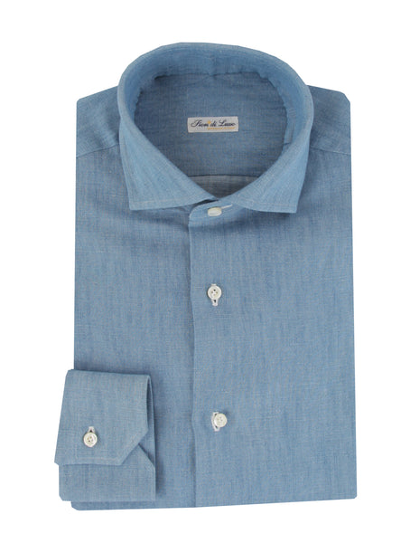 $600 Fiori Di Lusso Light Blue Cotton Shirt - Slim - (FL7152611) - Parent