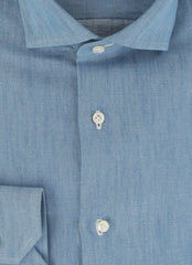 $600 Fiori Di Lusso Light Blue Cotton Shirt - Slim - (FL7152611) - Parent