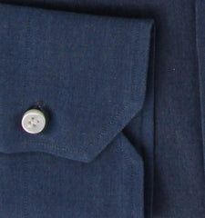 $600 Fiori Di Lusso Blue Solid Cotton Shirt - Slim - (FDL3222515) - Parent