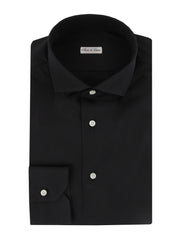 $600 Fiori Di Lusso Black Solid Cotton Shirt - Slim - (FDL3222516) - Parent