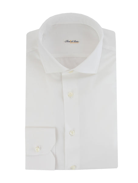$750 Fiori Di Lusso White Solid Cotton Shirt - Slim - (FDL3222518) - Parent