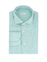 Fiori Di Lusso Green Melange Shirt - Slim - 17/43 - (FL829232)